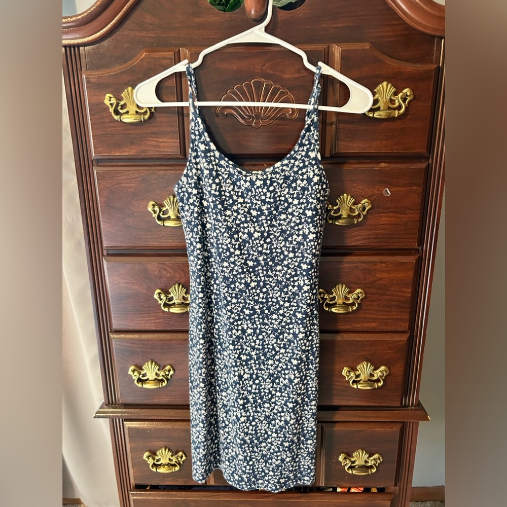 Blue and white floral Old Navy dress, size S